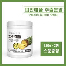 파인애플 분말 가루 효소 브로멜라인 고함량 프로테아제 파인애플 추출물 추출분말 농축분말 단백질 가수 분해 효소 식이섬유 비타민 A B C 철분 추천, 2통, 120g