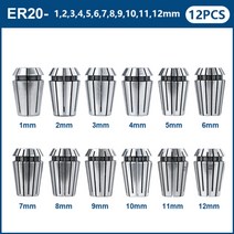 콜렛척 12피스 세트 er20 스프링 1 12mm cnc 라우터 조각 기계, 협력사, 12pcs er20 척