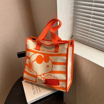 스트라이프 네모 보부상 데일리 캔버스백 스누피가방 키즈 캐릭터 에코백