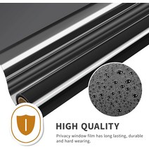 테프론시트 자기 접착제 거울 창 필름 들어 갔어 비닐 유리 착색 U 보호 스티커 태양 음영, 40x200 cm, 01 black-silver