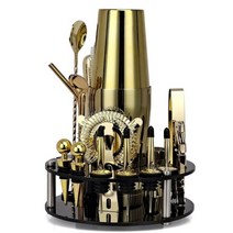 바텐더 키트 20 피스 로즈 골드 칵테일 셰이커 세트 회전 아크릴 스탠드 혼합 음료 마티니 홈 바 도구, CHINA_Tyrant Gold Boston, Tyrant Gold Boston