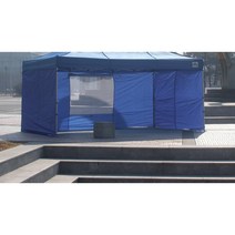 벽면만출고(벽면단품) 카라반캐노피 천막 작은사이즈 옆면가림막(1.5*1.5m~1.8*3.6m), 1.8mX3.6m, 청색, 투명창벽면
