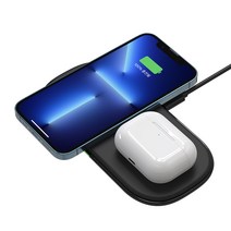 초텍 듀얼 고속 무선 충전기 패드, 블랙 T535-S, 1개