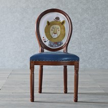 북유럽 복고풍 클래식 빈티지 원목 수공예 인테리어 식탁 의자 동물 그림 등받이 엔틱 체어, BO