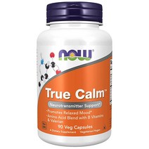 NOW 보충제 True Calm™ 비타민 B 및 발레리안이 함유된 아미노산 블렌드 90 식물성 캡슐 미국직송 318889