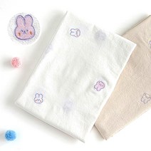 퀼트가게대폭 면20수 바이오워싱 광목 자수 토끼 천 원, 내추럴토끼
