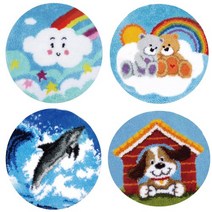 그란데로자 스킬자수 세트 DIY 래치훅 털실자수 집콕취미 패키지 45x45, 스킬자수_해피강아지