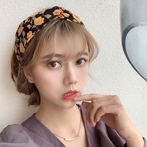 루즈루나 에이브릴 화사한 플라워프린트 넓은 헤어밴드 안아픈 머리띠