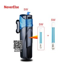 연못 여과기 필터 수족관 UV 살균기 펌프 워터 물고기 탱크 공기 산소 자외선 램프 살균 녹색 조류 제거 탈취 기능, [02] 5W mp 5W UV lamp, [01] US Plug 적응er