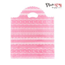 봉투야닷컴 LDPE 40호 (40x49cm) 50장 비닐쇼핑백, 레이스-핑크