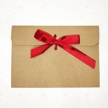 크라프트지 기프트 용돈 봉투 가로형 이쁜 리본 장식 달린 감사 돈봉투 결혼식 답례 청첩장 예단 돈 사진 어버이날 부모님 고급 현금 세뱃돈 상품권 축화혼 빨강 리본색 단봉투 5장묶음