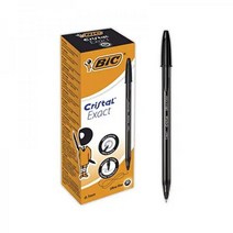 BIC Crystal Exact 파인 포인트 볼펜 0.7mm 블랙 20개, Black/White