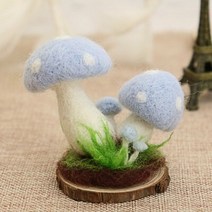 알파카인형 만들기 퀼트미완성 여름 DIY 수제 교육 활동 블루 버섯 식물 양모 바늘 펠트 키트 재료, 02 A0277 with wood pad