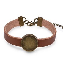 DIY 가죽 팔찌 반제품 빈 베이스 라운드 18mm 카보숑 보석 세팅 제작 결과, 04