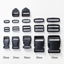 플라스틱 가방버클 시리즈(블랙) - 가방연결고리 가방부자재 (5사이즈) jgn, 38mm-버클(2개), 2개