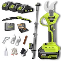 MWG 충전식 전동가위 과수 고지 가지치기 전정 장대 전지 가위, 7.프리미엄+연장봉+배터리2+1