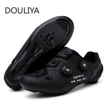 클릿 클릭 자전거화 슈즈 DOULIYA 사이클링 MTB 신발 남성 로드 클리트 루트 바이크 스피드 플랫 스니커즈, 04 39, 05 Black  Road