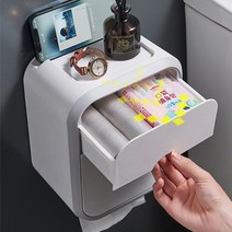 라온텐 무타공 욕실 벽걸이 휴지 걸이 케이스, 그린화이트