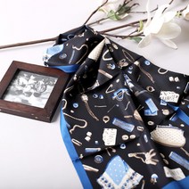 더로라 실크 스카프- 블루 파우치 S8094