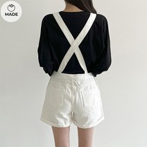 토마토팩토리 여성용 럽츄 롤업 반바지 멜빵 점프수트(4color)