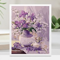 diy 디지털 유화 채색 유채화 풍경 꽃 캐릭터 장식 유채 낙서, E5095퍼플플라워, 30*40cm속테를잡아준다