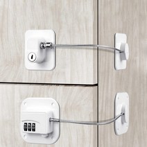 테일렌 강화도어 냉장고 자물쇠 잠금 시건장치 사물함 옷장 비밀번호 열쇠 창문 서랍 번호키 유리문, 화이트/자물쇠형