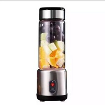 두유 죽 제조기 기계 미니 휴대용 Juicer 450ML USB 전기 믹서 6 커터 과일 블렌더 개인 식품 프로세서 메이커 주스 추출기, [02] Black