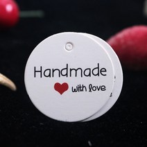 원형 화이트 핸드메이드라벨 종이텍 100p 핸드메이드 의류텍 프라이스텍 종이 텍 가격텍 라벨 상품텍, 단품, 단품