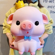천사꽃돼지 돼지저금통 귀여운 아이디어 캐릭터 초대형 저금통, 왕관-19cm