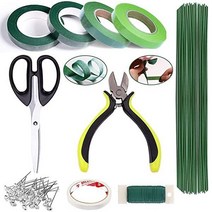 꽃꽂이 키트 10PCS 도구 수제 부케 스템랩 꽃핀 녹색 꽃테이프 26 게이지 줄기와이어 22 패들와이어 꽃전단 크리스탈 DIY용, Green, ZS10PCSFloralKit-F