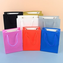 socean 색깔 맞춤 손잡이 민무늬 컬러 선물 포장 종이 가방 무지 칼라 끈 봉투 그립 쇼핑백 고급 봉지 패킹 페이퍼, 대 - 핑크