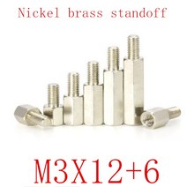 100 pcs m3x12 + 6 니켈 황동 스탠드 오프 스페이서 m3 육각 스터드 기둥, 한개옵션0