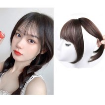 아트위그 여성 앞머리가발 인모 100% 정수리 부분 통가발, 다크브라운&가발거치대