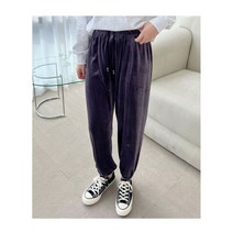 탑텐 아키클래식 트레이닝복 벨로아 세미 트레이닝 바지 여성 벨벳 골지 조거 팬츠