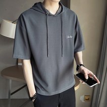 후드티 티셔츠 후드 클럽 풀오버 여름 고급스러운 건달 반팔 남자 트렌드 스 5부 소매 자수 화이트 맨투맨