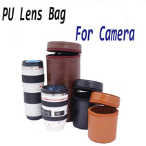 호환 카메라 렌즈 케이스 canon nikon sony pentax fujifilm tamron len pocket pounch pu 가방 카메라 액세서리에 적합한 카메라 렌즈, 커피 빅 원
