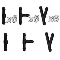 18pcs 자동차 와이퍼 스프레이 파이프 조인트 t y i 유형 앞 유리 와셔 파이프 노즐 와이퍼 청소 물 호스 튜브 조인트 자동차 액세서리, 18개