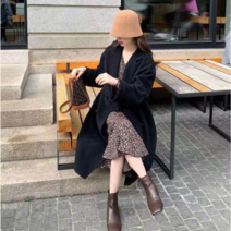 YAPOGI 여자 가을 겨울 트렌치코트 하프코트에 도톰한 퍼