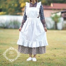 롱 프릴 린넨 공주풍 화이트 앞치마 컬러3종, 원사이즈, 베이지 올리비아 앞치마