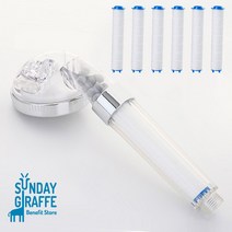[선데이지라프] 샤워기 헤드+리필형 필터6p 1세트 녹물제거 불순물제거 오염물질 2중필터 수돗물 절수 정수 수압상승 수압조절, 샤워기헤드+리필용 필터 6p 2세트