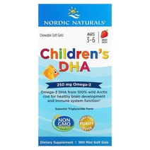 Nordic Naturals Childrens DHA 만 3~6세 딸기 맛 250mg 360정, 90정