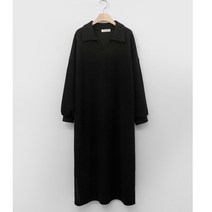 퍼니걸스 5734 루즈핏 카라 무지 트임 니트 롱 원피스 여성의류