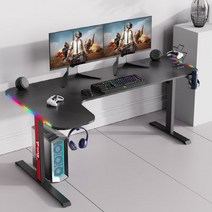 아우스 위너렉스 LS 코너형 책상 올인원 컴퓨터책상 게이밍책상 사무용책상 좌 우 선택가능 1400 1600 1800, RGB형(블랙)-좌측