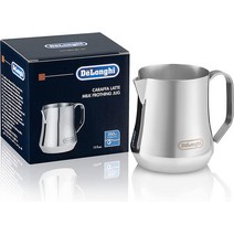 DeLonghi 드롱기 스테인리스 스틸 우유 거품 투수 12온스(350ml) 바리스타 도구 에스프레소 머신용 거품기 용기 커피 카푸치노 라떼 아트 DLSC0 12oz, 기본