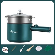 미니 밥솣전기 밥솥 기계 가정용 1-2 명 냄비 멀티 비 스틱 팬 110-220V 싱글/더블 레이어, 01 Green with 1 steamer_02 EU