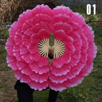 너슬 부채 92cm 대형 하프 접이식 댄스 팬 양면 모란 플라워 핸드 스퀘어 공연 소품 댄싱 클럽 용, For left hand, 01