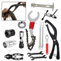 자전거 도구 수리 키트 freewheel 제거 체인 차단기 크랭크 풀러 mtb 도로 렌치 타이어 레버 수리, 없음