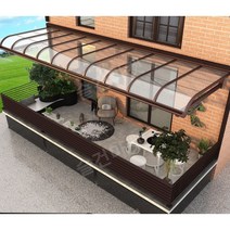 창문빗물막이 테라스차양막 슬레이트지붕 전동어닝 펜스가림막 스카이어닝, 브라운