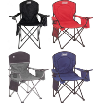 콜맨 캠핑 의자 4가지색상(블랙 블루 레드 그레이) 팔걸이 컵 홀더 수납 내장, 블랙