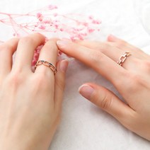 도금반지 14KGP 라헨느 로즈골드 레이어드 큐빅 체인 패션 반지_888EA